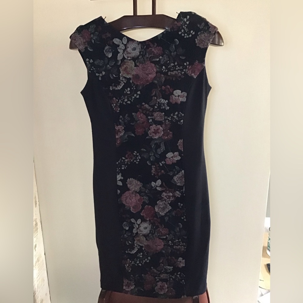 Black floral sheath dress